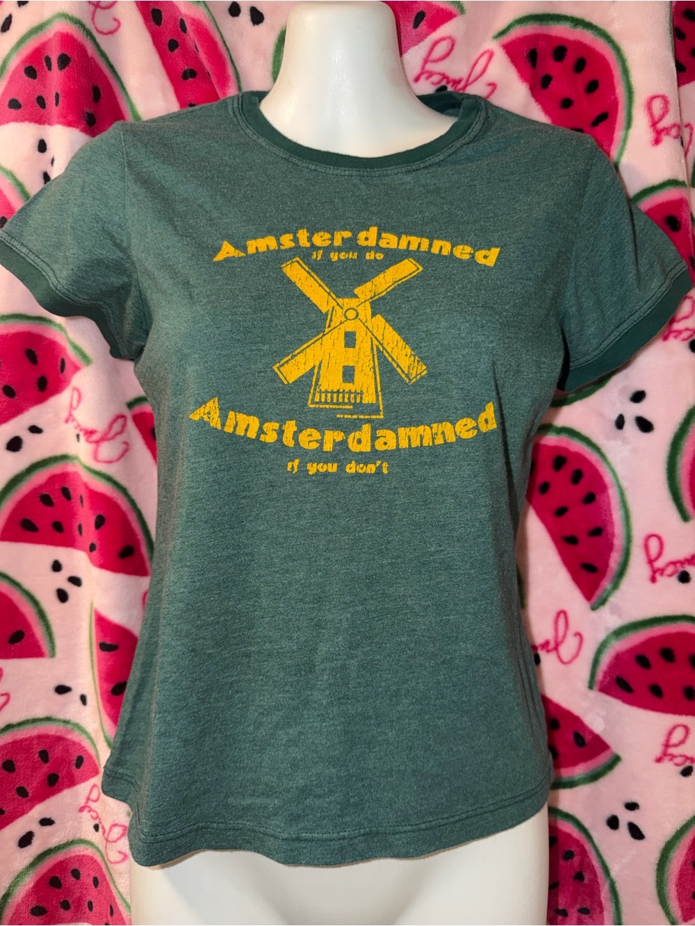 💚 Amsterdam Graphic Tee with Windmill Print